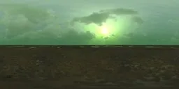 Green atmospheric HDR skydome with soft shadows and neutral sunlight for 3D scene lighting.