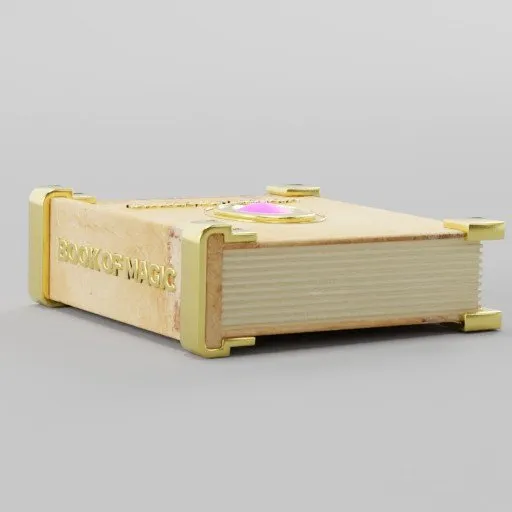 Detailed 3D rendered magical book model with intricate cover designs, ideal for Blender 3D projects.