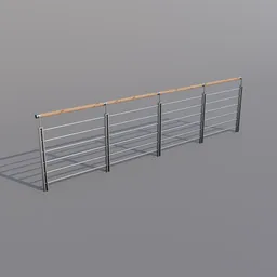 "Modular straight railing with wooden bar and catwalk for game interface and Twitch streaming. High-resolution 8K texture and modeled in Blender 3D. Four meters in length. Rate if satisfied."