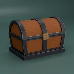 Detailed 3D modeled stylised treasure chest for gaming, crafted in Zbrush with Substance Painter textures.