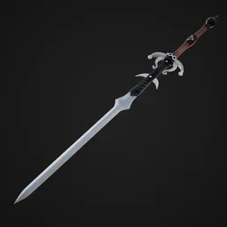 Intricately designed 3D model of a fantasy sword with detailed hilt for use in Blender.