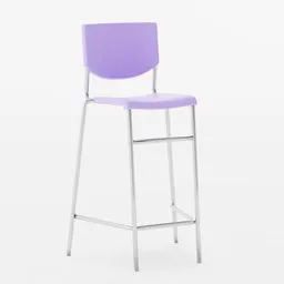 3D rendered barstool with a sleek purple seat and metallic legs, suitable for Blender 3D projects.