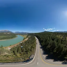 Highway by River and Landscape