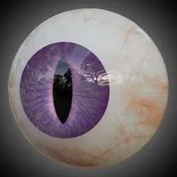 Detailed 3D model of a purple demon eye with intricate iris patterns, available for Blender rendering.
