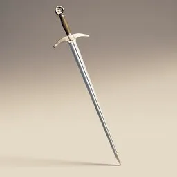 Detailed 3D rendering of a medieval sword with leather-wrapped handle, suitable for Blender projects.