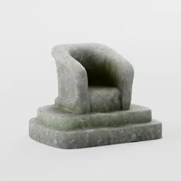 Highly detailed Blender 3D model of moss-covered stone throne with textured steps for fantasy or medieval renders.