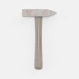 Detailed 3D model of a vintage hammer with wooden handle, high-quality textures, ideal for Blender rendering.