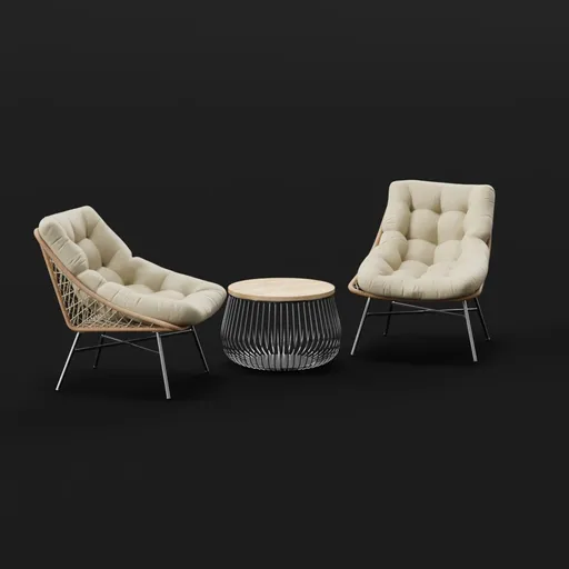 Outdoor Lounge Set with Wire Table