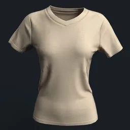 Beige Women's V-neck Shirt