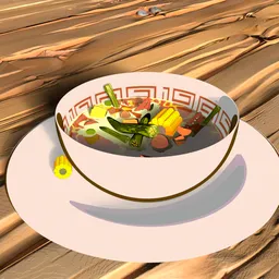 Stylized Anime Ramen Bowl Food