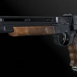 "Survival Revolver 3D Model for Blender 3D - Inspired by Frederic Remington, this Soviet cosmonauts survival revolver prototype TOZ-81 is rigged, animated and rendered using Daz3D Genesis iray shaders. The realistic design in the style of Apex Legends and Norman Rockwell J is perfect for your game or film project."