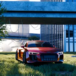 Cinimatic City in Nature with Supercar parked