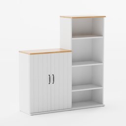 "Get creative with Skruvby Ikea wardrobe 3D model for Blender 3D. Perfectly combine or use separately, this symmetrical design features a white cupboard and shelf with wooden top. Various sizes available for your convenience."