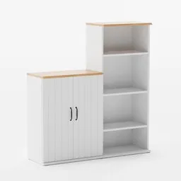 "Get creative with Skruvby Ikea wardrobe 3D model for Blender 3D. Perfectly combine or use separately, this symmetrical design features a white cupboard and shelf with wooden top. Various sizes available for your convenience."