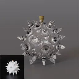 "Get creative with the Spikey Bottle 3D model for Blender 3D - a glass or porcelain bottle with spikes and a unique, edgy design. Perfect for art projects, this model features glittering silver ornaments, golden pommel and intricate skin spikes. Inspired by Rubens Peale and created by Nikola Avramov, this model is sure to wow."