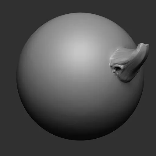 3D Blender sculpting brush creating detailed dragon spike on model surface