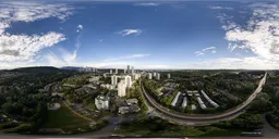 Aerial Cityscape Cloudy Day