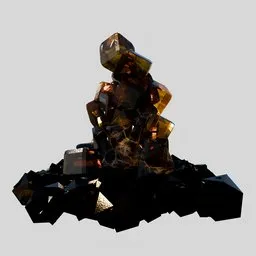 Crystal Formation Fluorite Cluster (Yellow / Dark)