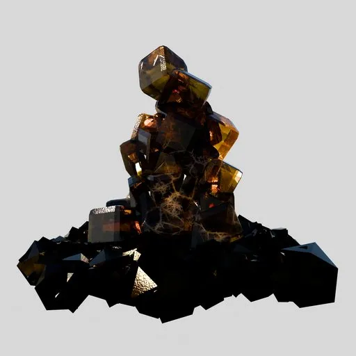 Crystal Formation Fluorite Cluster (Yellow / Dark)