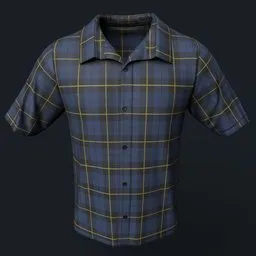 Blue and Yellow Plaid Button-Up Shirt