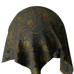 Black Ornament Fabric