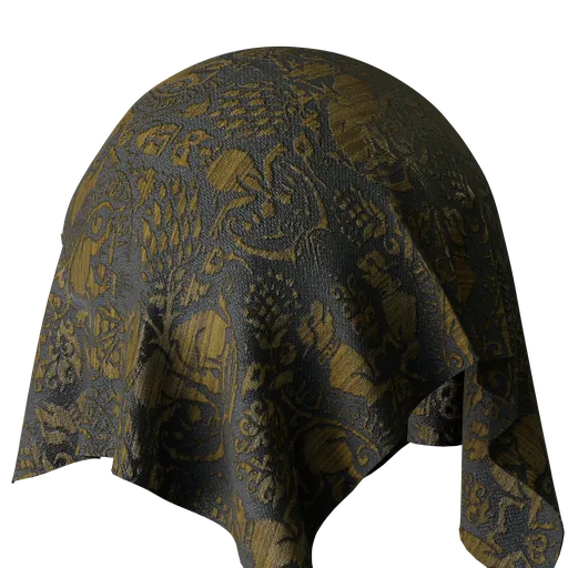 Black Ornament Fabric