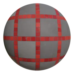 Highly detailed PBR concrete and red tiles material with editable pattern and dirt overlay for Blender 3D_floor textures.
