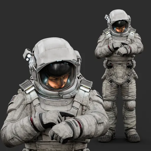 Astronaut Check Pose White Suit