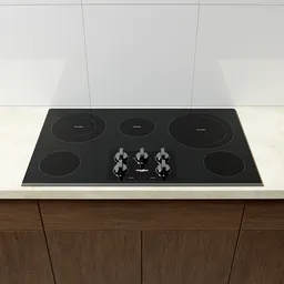 Detailed 3D model of a modern electric glass cooktop with dual radiant elements for Blender rendering.