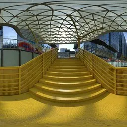 Yellow staircase during the day