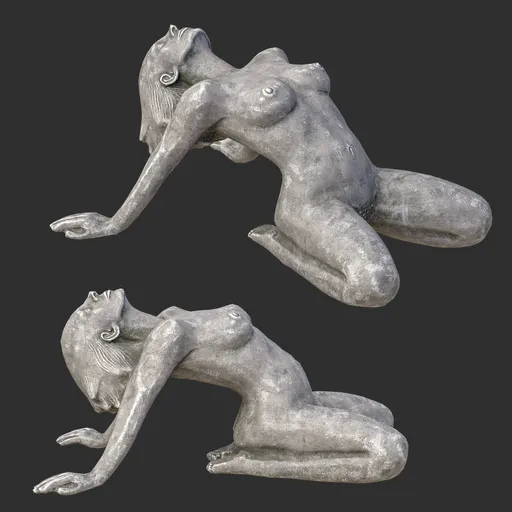 Expressive Female Statue Aged Stone