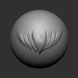 3D sculpting tool imprint showing detailed multi-strand fur texture for Blender character and environment modeling.