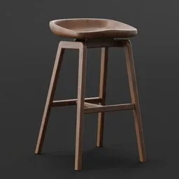 High-quality 3D model of wooden Cavalletta stool with a sleek Brazilian design, optimized for Blender rendering.