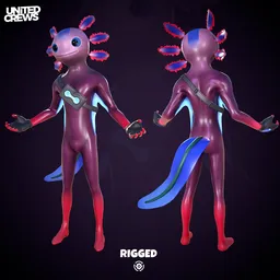 3D Blender rigged character model with multiple styles, optimized for animation.