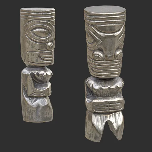 Tiki God Totem Relic Statue Silver
