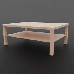 Realistic IKEA Lack coffee table 3D model with oak finish, perfect for Blender rendering and interior design visualizations.