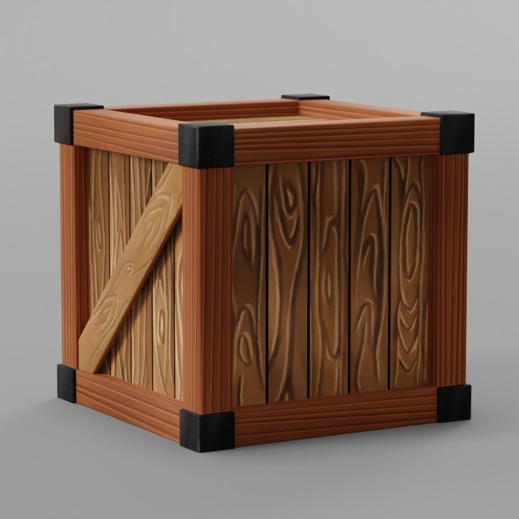 Cartoon low poly wooden crate | 3D Storage models | BlenderKit