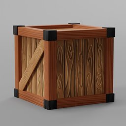 Cartoon low poly wooden crate