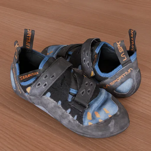 Detailed 3D model of sport climbing shoes with realistic textures suitable for Blender VFX.