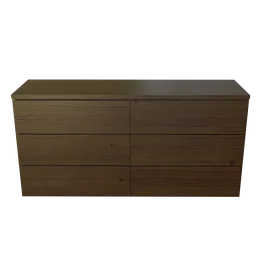 Detailed wooden 3D model for Blender with multiple drawers and a sleek finish.