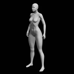 "Full-body female 3D model for Blender 3D sculpting, featuring intricate detailing for realism. Perfect for professional sketches and video animations. Available for use in ZBrush and Blender software."