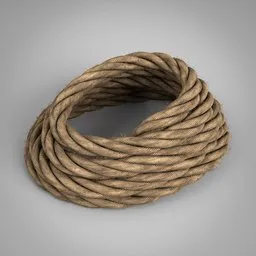 "Customizable Rope 3D Model for Blender 3D | Procedurally generated utility-industrial model featuring a rope on a gray background | Adapt and customize textures and path for versatile usage."