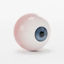 "Cartoon Blue Eye 3D Model for Blender 3D: White sphere with a stylized blue eye, perfect for adding personality to your character. Trending on Mental Ray and Dribbble, this eye captures the essence of big brother watching with its glowing pink appearance."
