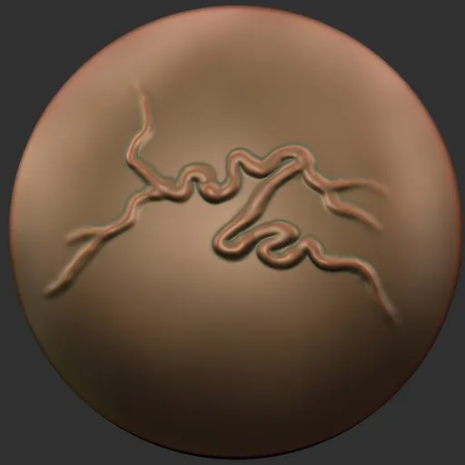 "ER_Vein Brush 06 for detailed vein sculpting on 3D model surfaces in Blender 3D, ideal for character detailing."
