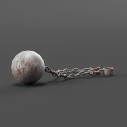 Realistic Blender 3D rendered ball and chain model, ideal for medieval scene assets.