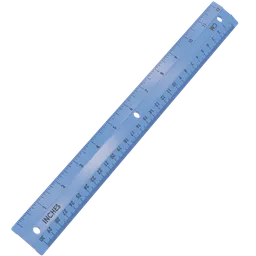 Detailed 3D model of a blue 12-inch/30cm dual-scale ruler, compatible with Blender rendering.