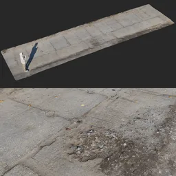 Damaged concrete road photoscan