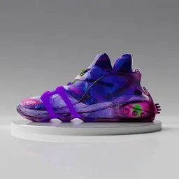 Highly detailed purple high-top sneaker 3D model with textures, suitable for Blender.