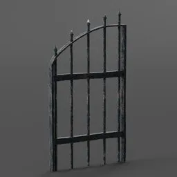 Iron graveyard gate 3D model for Blender, detailed metallic architecture element for virtual scene design.