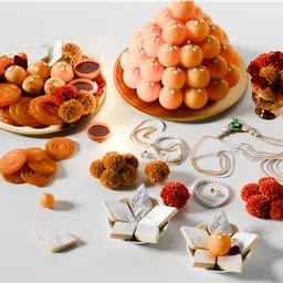 Puja props and sweets